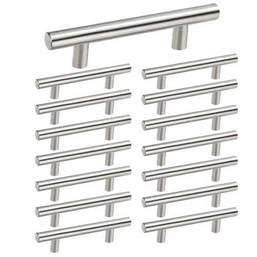 homdiy 15 Pack Brushed Nickel Cabinet Pulls 3 Inch Handles Stainless Steel Cabinet Hardware for Kitchen and Bathroom Cabinets, 5 Inch Overall Drawer Pull
