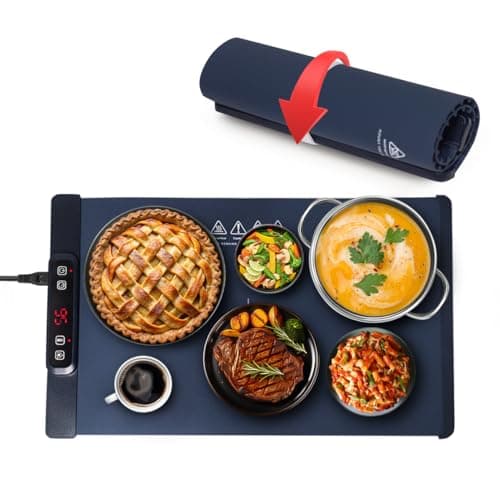 LEBURRY Electric Warming Tray - Rollable/Portable Warming Mat with Timer, Heating and Child Locks Control Feature - Electric Heating Pad for Party, Buffet, Picnic - Food Warmer Mat for Camping,Travel