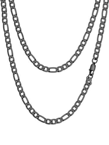 PROSTEEL Black Figaro Chain 14 Inch Link Necklaces Men Gothic Goth Necklace