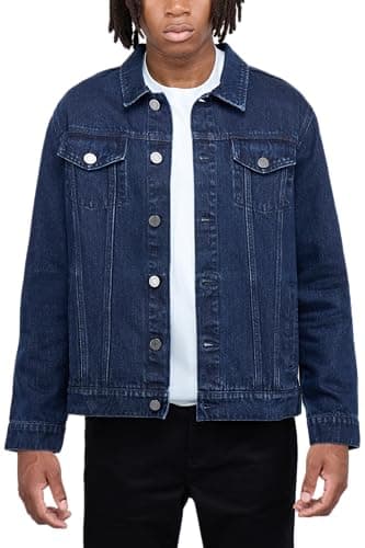 X RAY Mens Denim Jacket, Washed Ripped Distressed Flex Stretch Casual Trucker Biker Jeans Jacket for Men, Blue Rinse, XX-Large