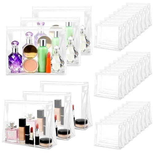 YEAJOIN 60 Pieces Plastic Mini Clear Makeup Bag Small Clear Zipper Pouches Waterproof clear toiletry bags for traveling