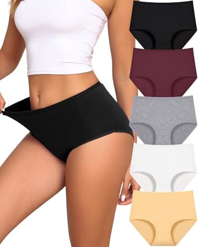 UNDER THE SEA Cotton Underwear Women High Waisted Full coverage Brief 5Pack