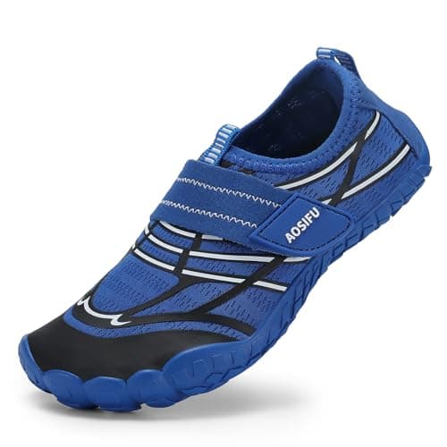 AoSiFu Kids Water Shoes Boys Girls Swim Hiking Aqua Socks Quick Dry Beach Barefoot Shoes Walking Sneakers Little Big Kid 1911,Bule,38