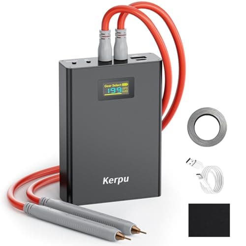 Kerpu Battery Spot Welder, 2'' LCD Screen 5000mAh 18650 Spot Welder Pocket Size Upgraded Enhanced 199 Gears Adjustable Portable Mini Spot Welder with Nickel Sheet For Making Battery Packs