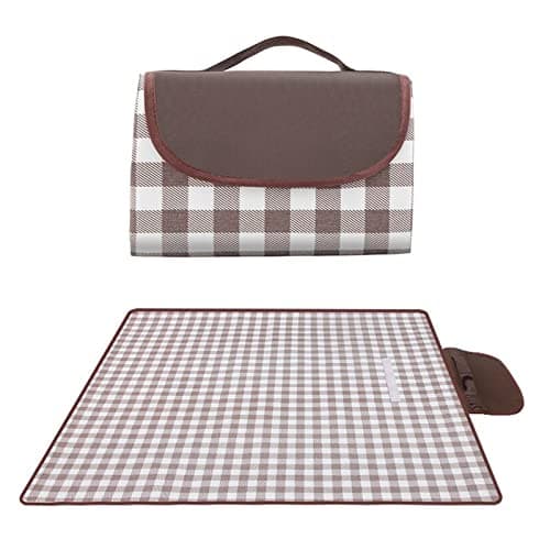 Tiplusta Extra Large Picnic Outdoor Blanket, Foldable Waterproof Picnic Mat Sand Mat for Beach Camping Grass Lawn Hiking Travel Family Park (Brown, 80"×80")