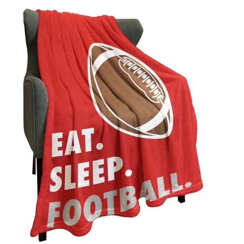 HommomH Sports Fleece Blanket 50" x 60" Eat Sleep Football Red Lightweight Fuzzy Cozy Soft Warm Throw for Man Boy Teen, Air Conditioning
