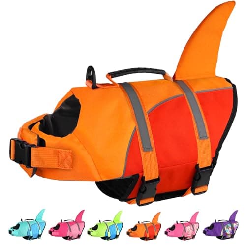 Doglay Shark Life Vest for Dogs - Ripstop Jacket With Superior Buoyancy and Rescue Handle, Adjustable for Boating Swimming, Pet Flotation for Small Medium Large Dogs