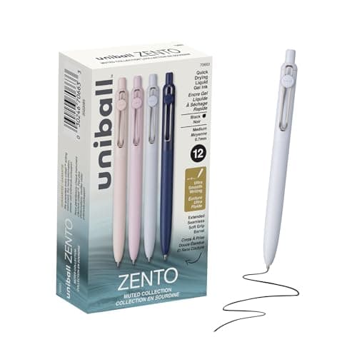 uniball™ Zento Gel Pens, Black Ink, 0.7mm Medium Point, 12 Count