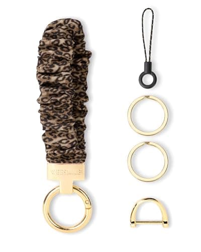 WEESMILE Leopard Scrunchie Wristlet Keychain for Women and Car Keys