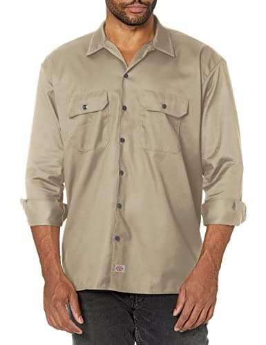 Dickies Men's Long Sleeve Work Shirt, Desert Sand, Small