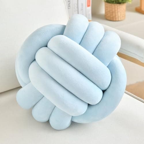 LUSJNGE Knot Pillow Ball Ice Blue 11 Inch Medium Decorative Throw Pillow