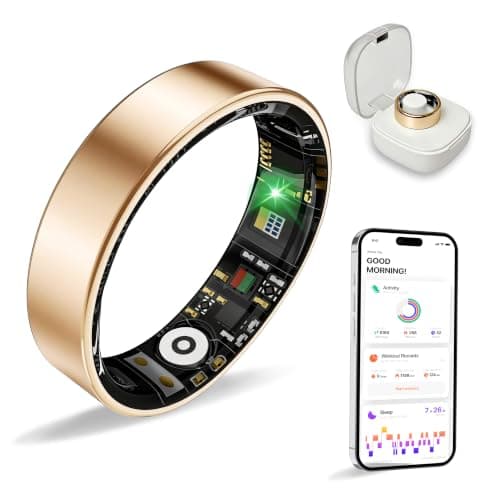 Smart Ring Health Monitor, Wearable Ring Tracker for Sleep & Workout, Real-Time Wellness Data, IP68 Water Resistant, iOS Android Compatible, Zero Subscription Fee, 5 Days Battery (Rose Gold, 10)