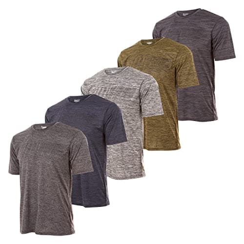 Mens Active T-Shirt - Quick-Dry Athletic Workout Training Crew Neck Short Sleeve Top 5 Pack