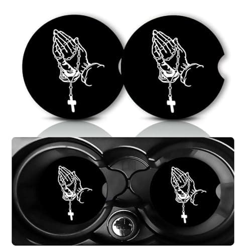 2Pack Cross Praying Hands Car Cup Holder Coaster Neoprene Car Coasters