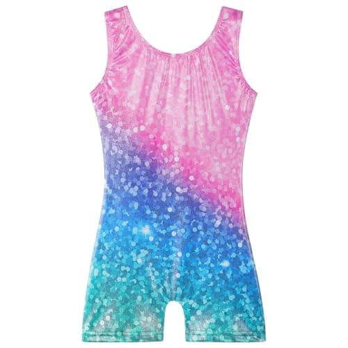 BAOHULU Girls Gymnastics Leotards Sleeveless Print Pink Blue 7-8Y