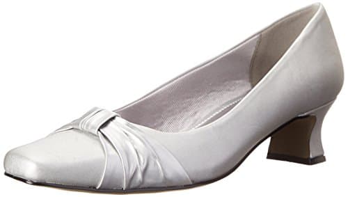 Easy Street Women's Waive Dress Pump,Silver Satin,8 W US
