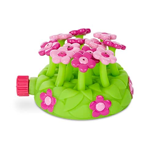 Melissa & Doug Sunny Patch Pretty Petals Flower Sprinkler Toy with Hose Attachment Toddler and Kids Outdoor Water Play Ages 3+