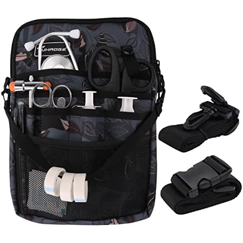 Nurse Fanny Pack with Tape Holder, Nurse Pocket Organizer for Medical Professionals，12 Pockets Nurse Waist Bag（THHS-KB-Ash Leaves）