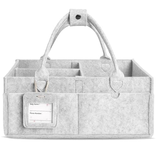 Diaper Caddy Organizer - Large Baby Caddy Organizer with Handle (Gray)