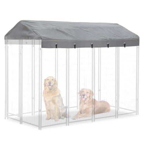 Hadisi ﻿Outdoor Dog Kennel Replacement Top Covers Windproof Anti-UV 8'Dx4'Wx1.4'H.Waterproof Dog Kennel Top Cover for Multiple Brands of Dog Kennels,Cover Only(Grey)