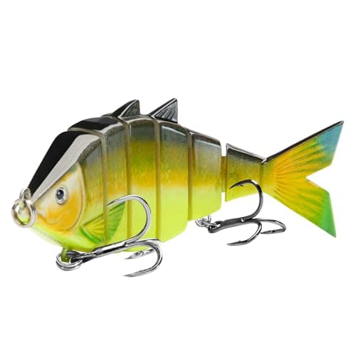 BASSDASH Bone Swimbait Multi Jointed Hard Fishing Lure for Bass Trout Bluegill Pike with Angled Cut Segments 3.7in/0.66oz
