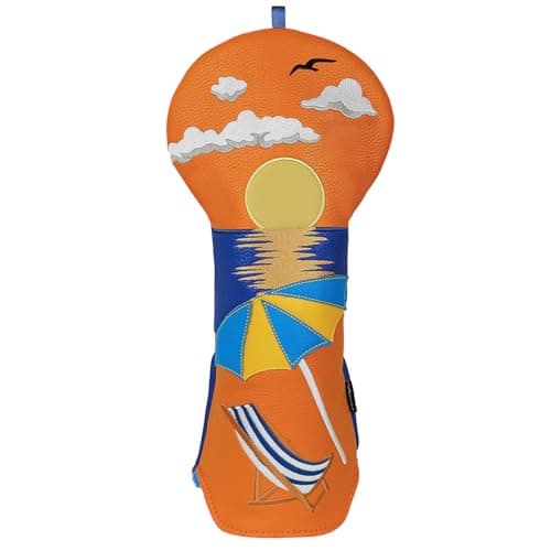 Craftsman Golf Sunset at The Beach Chair Umbrella Orange Golf Driver Headcover Head Cover Fits Up to 460cc