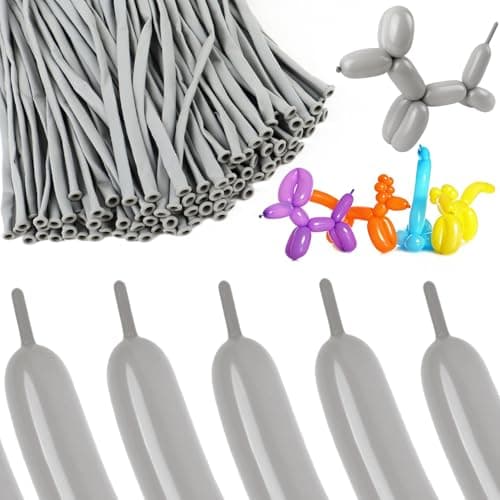 100Pcs Grey 260 Balloons Long Balloons for Tying Balloon Arch & Twisting Balloon Animals, Thick Latex for Magic Clown Wedding Birthday Party Decorations