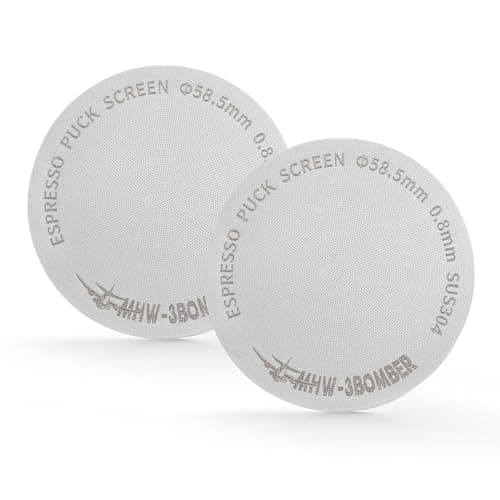 MHW-3BOMBER 58.5 mm Espresso Puck Sieve 2 Packs Metal Coffee Filter Reusable Espresso Filter for 58 mm Porta Filter Basket 0.8 mm Thick FG5590*2
