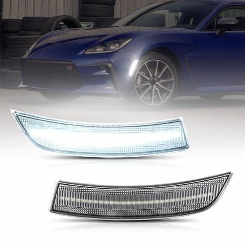 AUTOONE White LED Side Marker Lights Compatible With 2022-2025 Subaru BRZ & 2022-2025 Toyota GR86, Front Bumper Marker Lamps, Corner Parking Lamp & Smoked Len, 2PCS
