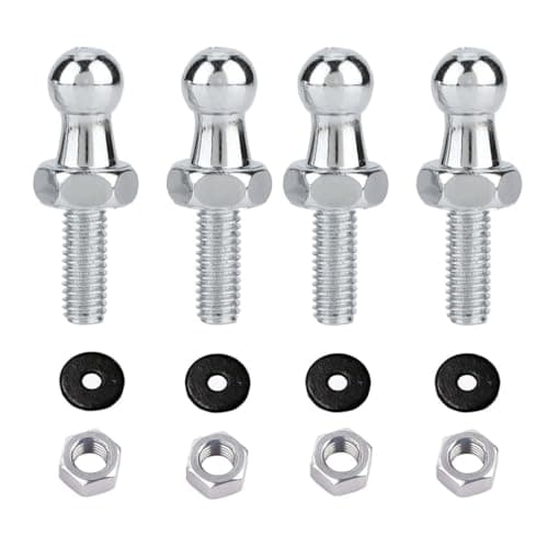 DSWTO 10mm M6 Ball Stud Mounting M6 Ball Screws Bolts with Hardware for Gas Struts Lift Supports Ball Ended Bonnet Fittings, Qty 4 (M6 Screw, Silver)