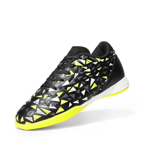 DREAM PAIRS Boys Girls Indoor Sneakers Lace Up Sport Athletic Casual IC Youth Futsal Football Soccer Shoes for Little/Big Kid,Size 11 Little Kid,Black/Neon/Green,SDSO2412K