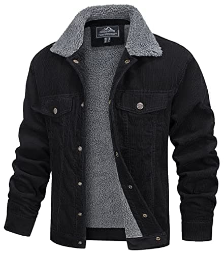 MAGCOMSEN Winter Jackets for Men Corduroy Jacket Men Sherpa Lined Warm Thicken Cotton Trucker Coat with 5 Pockets