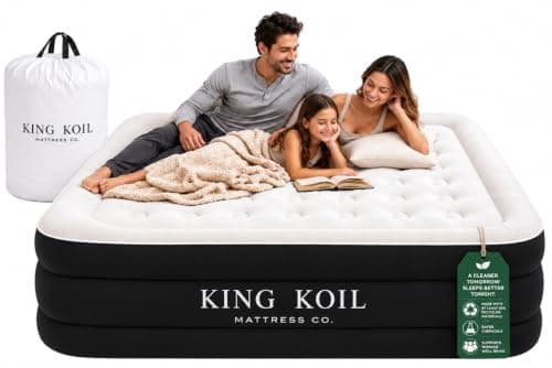 King Koil Air Mattress Queen with Built-in Pump, Raised Inflatable Bed