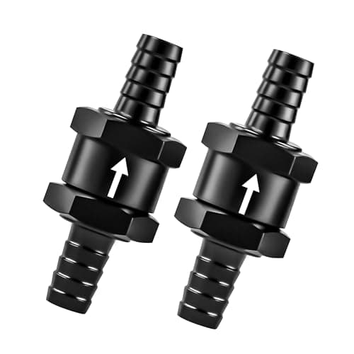 9/16" 2PCS Fuel One-way Check Valve, Aluminium Alloy 14mm OD Fuel Line Check Valve One Way Non Return for Diesel Gasoline Water, Black (Set of 2)