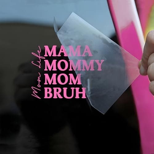 Pink Mama Mommy Bruh Car Decal, Mother's Day, Funny Sticker, Motivation Positivity, Hot Mom - Vinyl Waterproof 6 Inches Bumper Decal Gift for Mom Dad Friend Coworker