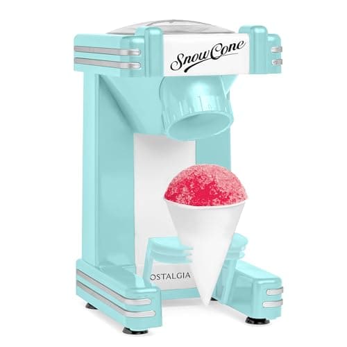 Nostalgia Retro Snow Cone Machine – Single-Serve Countertop Size – Shaved Ice Maker for Snow Cones, Slushies, & Hawaiian Ice - Includes Reusable Plastic Cup – Aqua