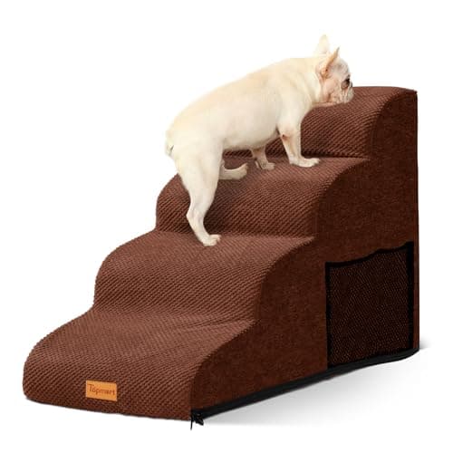 4-Step Dog Stairs for Small Dogs, Non-Slip Foam Pet Steps for High Beds