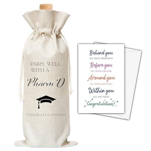 PharmD Graduation Gifts Wine Bag & Card, Grad Wine Bag For Women Men Pharmacy Graduate Medical School Student, Pharmacist Graduation Gifts, Pairs Well With A Pharm D Wine Bag For Graduation Party -14