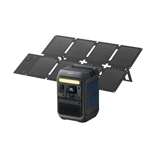 Anker SOLIX C200X Portable Power Station with 60W Solar Panel, 230.4Wh LiFePO4 Battery, 300W (600W Surge) Solar Generator, 140W Two-Way Fast Charging, For Outdoor Camping, Traveling, and Emergencies