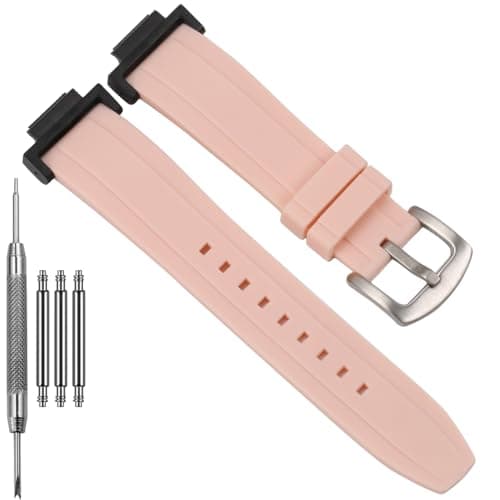 Silicone Watch Band Compatible with Casio DW-5600 DW-5900 DW-6900 GA-100 GW-6900 DW-5600E Replacement Band With Adapter Bracelet (Pink Steelbuckle)