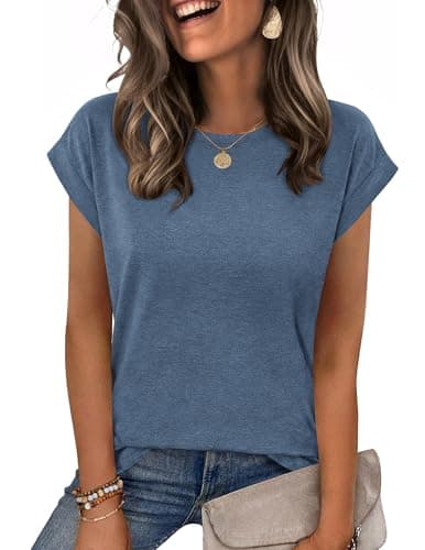Zeagoo Casual T Shirts for Women Summer Casual Cap Sleeve Shirts