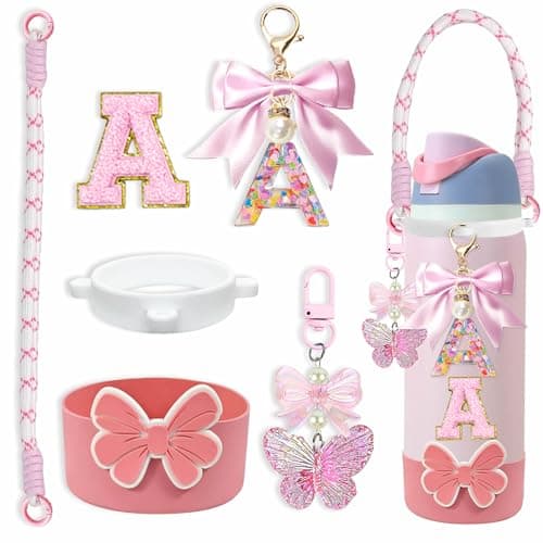 Mengayadi Bow Silicone Boot Set for Owala Water Bottle 40OZ, A Pink