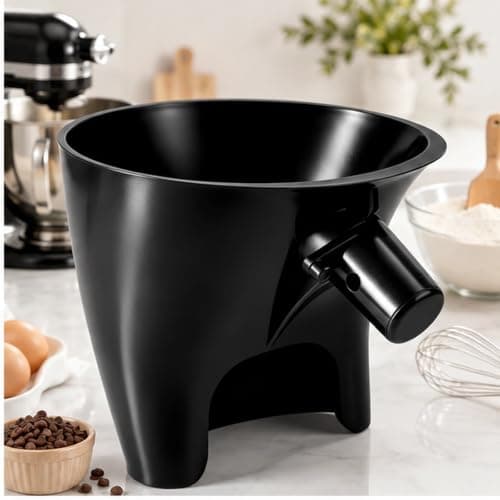 Flour Funnel for KitchenAid Mixer Accessories, Anti-Splash Attachment for 4.5-5 Qt Tilt Head Stand Mixer KSM150, Wide Pour Ingredient Guide BPA Free Dishwasher Safe Kitchen Aid Baking Attachment Black