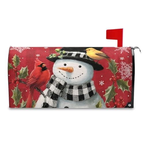 ALAZA Snowman Cardinal Bird Mailbox Covers Standard Size Magnetic Post Box Cover for Garden Yard Decor 21x18 Inches
