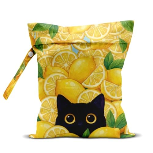 JHFDTY Black Cat Lemon Wet Bag for Swimsuit Travel Beach Baby Cloth Diapers