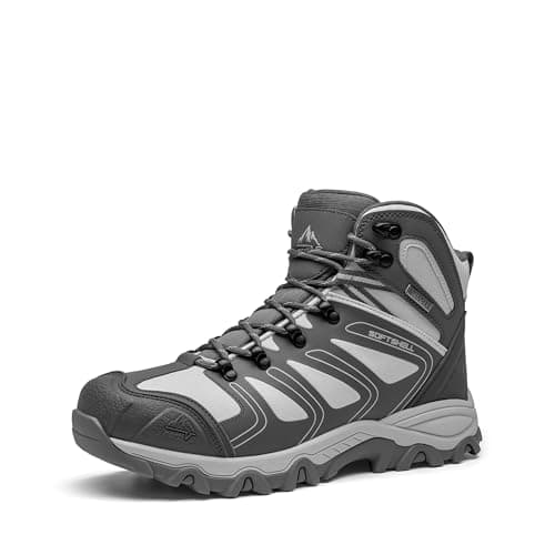 NORTIV 8 Men's Ankle High Waterproof Hiking Boots Outdoor Lightweight Shoes Trekking Trails Armadillo,Size 7,Light Grey,160448_M