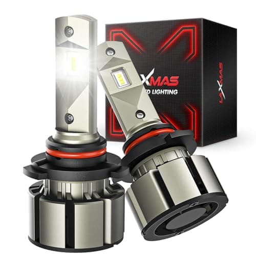 Laxmas 9005 LED Bulbs, 6X 18,000LM Ultra Brightness, 6500K Cool White, 9005/HB3 Super Bright Bulbs, Bulb with 12000RPM Cooling Fan, 50000+ Hours Lifespan, Plug and Play, Pack of 2