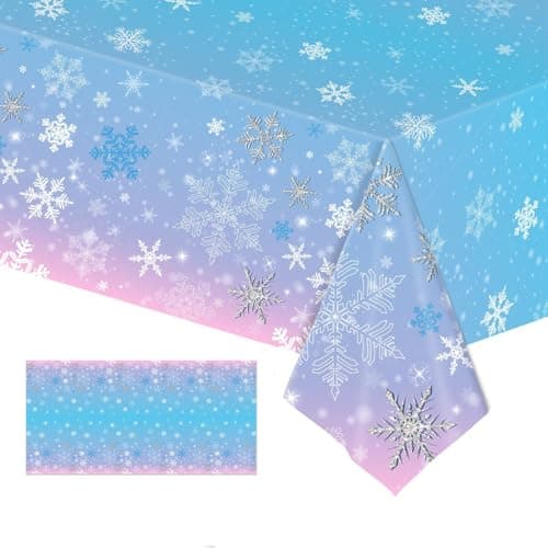 PHOGARY Christmas Snowflake Tablecloth Birthday Party Decorations, 6 Pieces