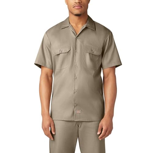 Dickies Mens Short-Sleeve Flex Twill Work Button Down Shirts, Desert Sand, Medium US