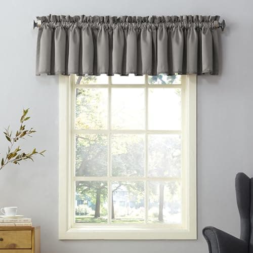 Sun Zero Barrow Energy Efficient Rod Pocket Curtain Valance Pair Steel Gray 54" x 18"